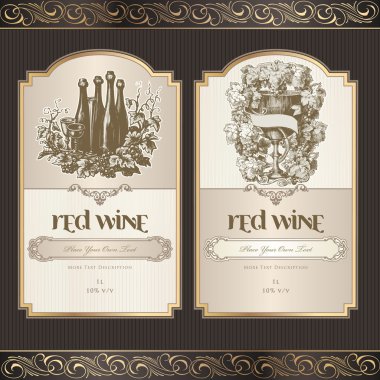 Set of wine labels clipart