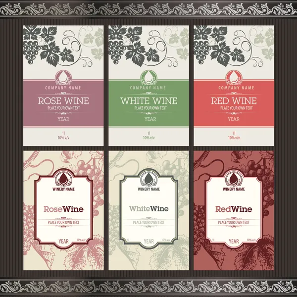 Conjunto de etiquetas de vino — Vector de stock