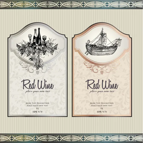 Ensemble d'étiquettes de vin — Image vectorielle