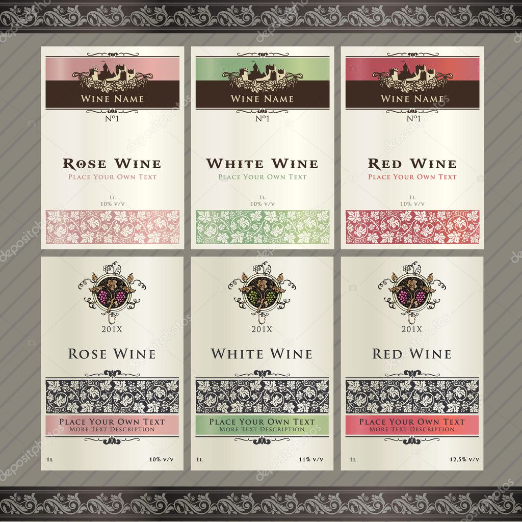 Set of wine label templates
