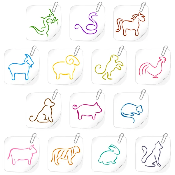 Chinese horoscope icons 1 — Stock Vector