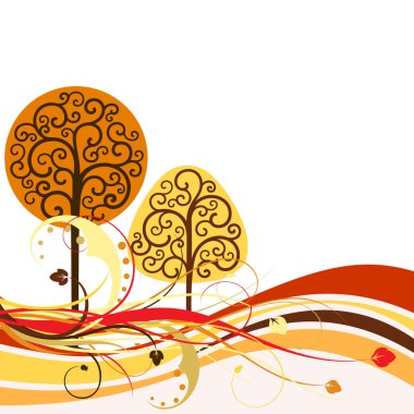 Backdrop with swirly trees clipart