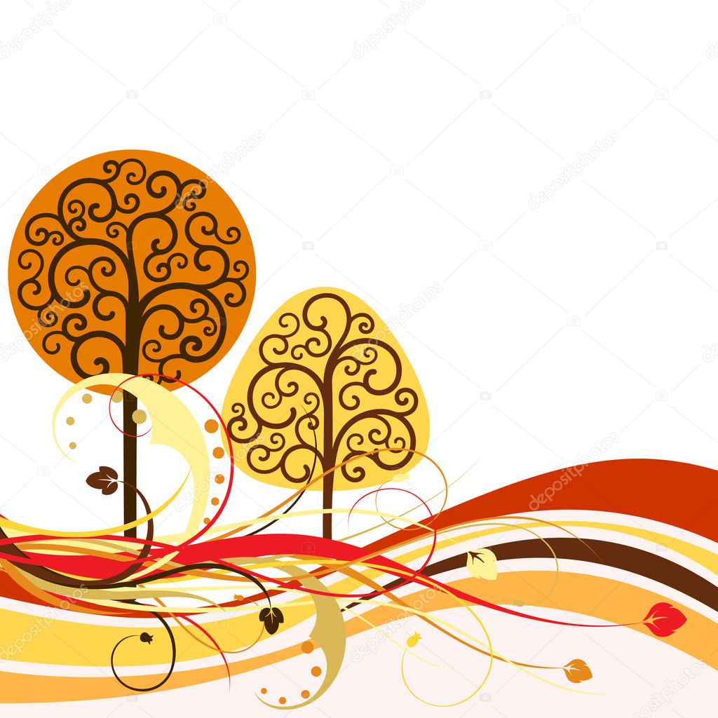 Backdrop With Swirly Trees Stock Vector Image By ©nata-art #5851649