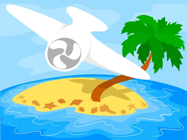 Avion sur une île tropicale — Image vectorielle
