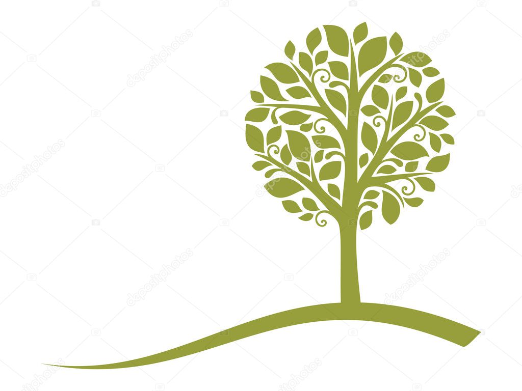 Vector tree emblem, isolated on white