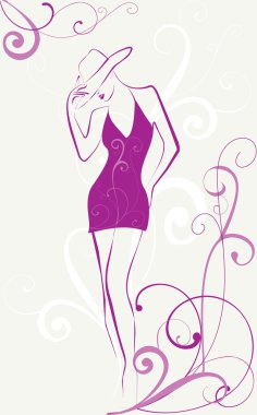 Silhouette of the girl in an elegant hat clipart