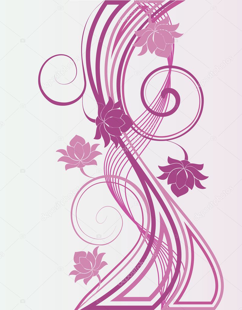 Flowers and waves. Vector illustration