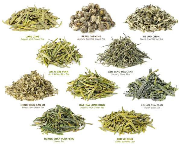 Kínai zöld tea gyűjtemény — Stock Fotó