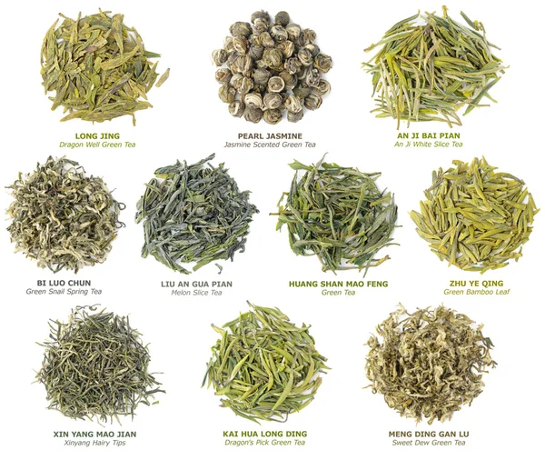 Collezione di tè verde cinese — Foto Stock