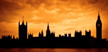Houses of Parliament at sunset clipart