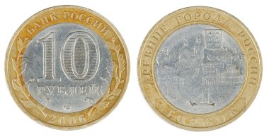 madeni para 10 ruble iki yüzü