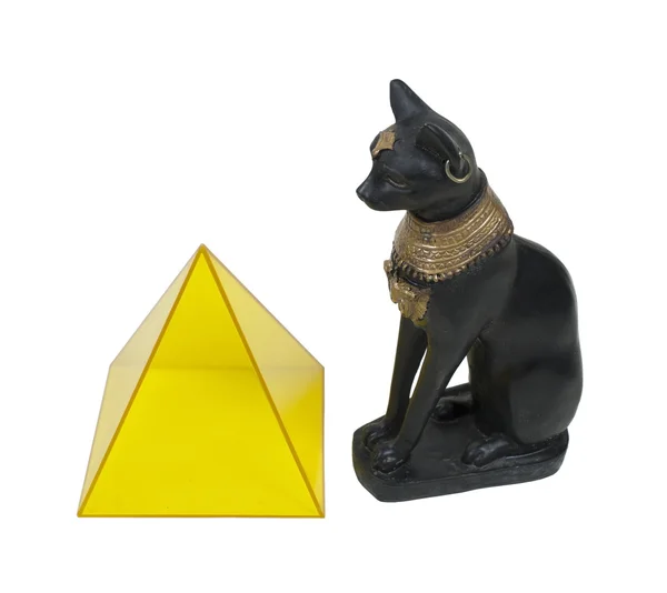 Gato egipcio y pirámide — Foto de Stock