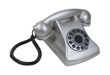 Silver Retro Desk Phone clipart