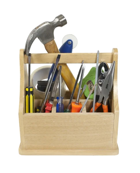 Fertige Werkzeuge im Werkzeugkasten — Stockfoto