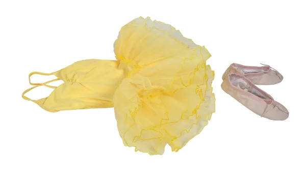 Yellow Ballet Tutu Pink Slippers — Stock Photo, Image