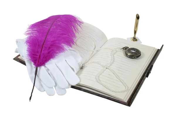 Book Pen Gloves and Watch — Stock Photo, Image
