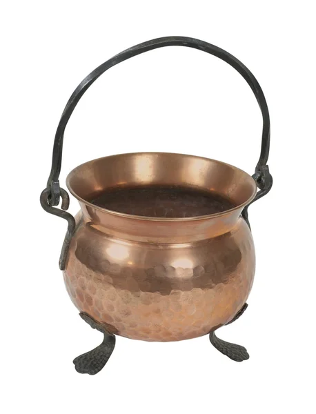 Gamla koppar pott för matlagning — Stockfoto