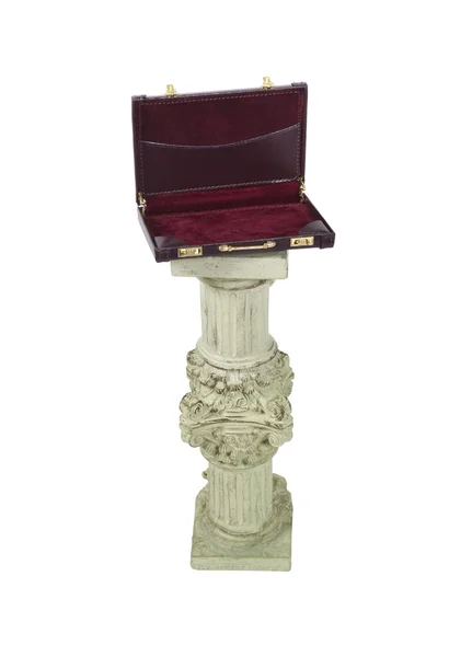 Abrir Maleta em um Pedestal Formal — Fotografia de Stock