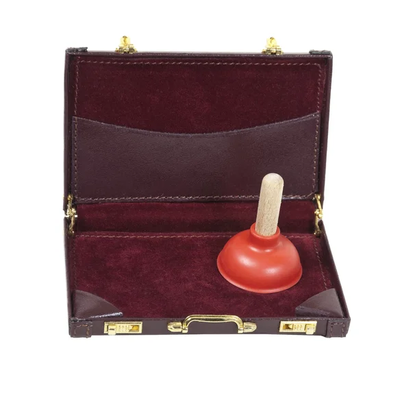 Plunger in a Briefcase — Stock Photo, Image
