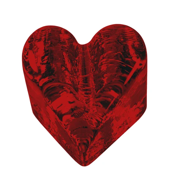 Coração texturizado de cristal vermelho — Fotografia de Stock