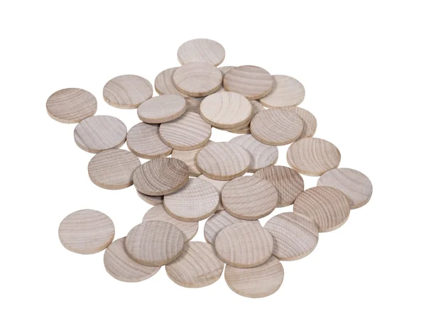 Drewniane monet z miejsca dla symbolu — Zdjęcie stockowe