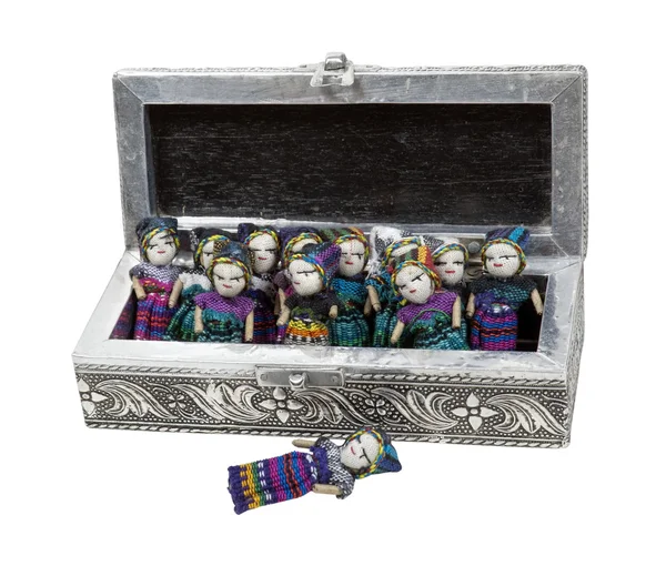 Intricate Box of Worry Dolls — Stock Photo, Image