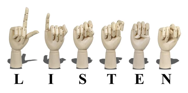 Escuchar ortografía en lenguaje de señas - Carta —  Fotos de Stock