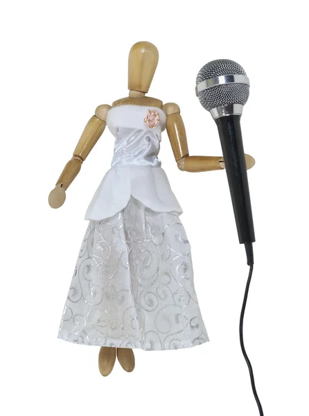 Donna con microfono audio — Foto Stock