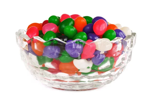 Ciotola di vetro piena di gelatine colorate — Foto Stock