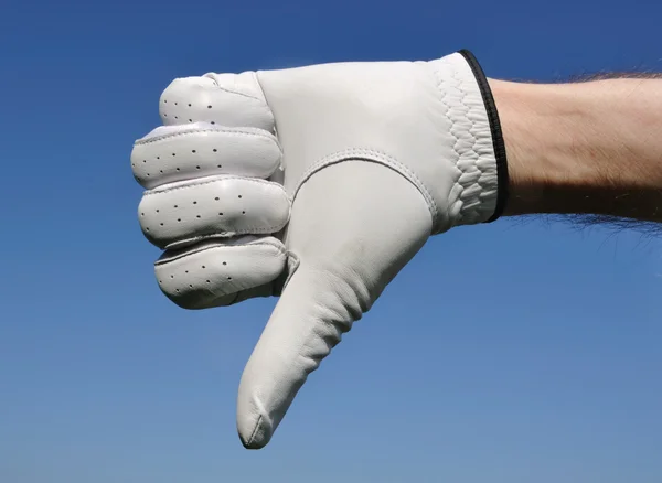 Golfer geven duimen onderaan teken — Stockfoto