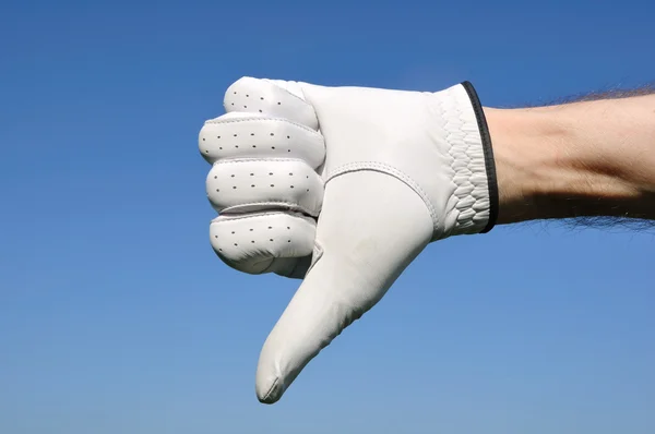Golfista dando polegares para baixo sinal — Fotografia de Stock