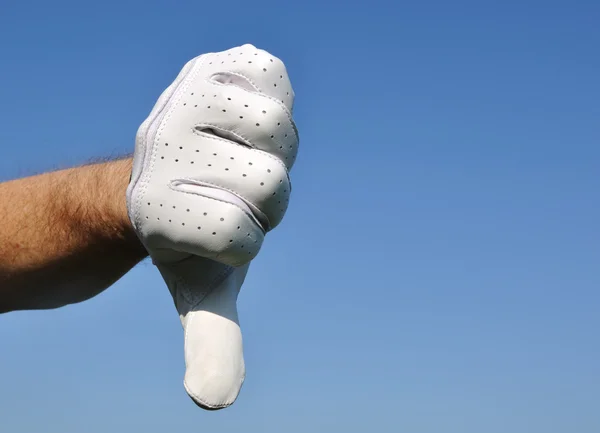 Golfer geven duimen onderaan teken — Stockfoto