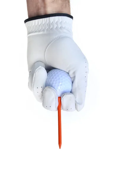 Гравець у гольф Teeing вгору м'яч для гольфу — стокове фото