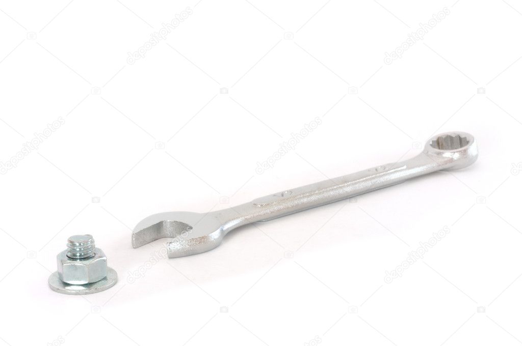 Combination Wrench with Bolt, Nut, and Washer