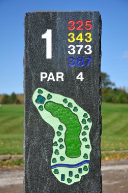 Granite Yardage Sign for Golf Hole clipart