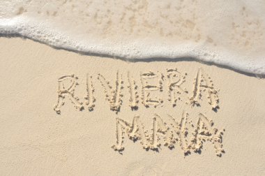 Riviera Maya Written in Sand on Beach clipart