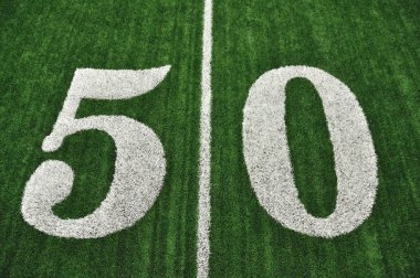 View From Above of Fifty Yard Line on American Football Field clipart