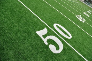 View From Above of Fifty Yard Line on American Football Field clipart