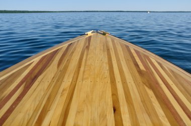 Wood Strip Bow Deck of Wooden Boat clipart