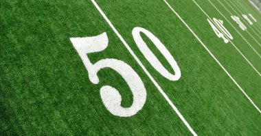 View From Above of Fifty Yard Line on American Football Field clipart