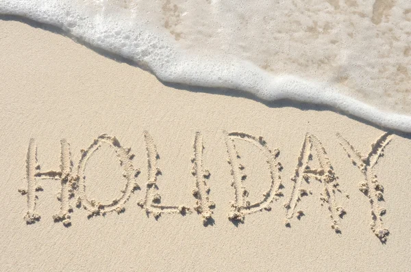 stock image Hoilday Written in Sand on Beach