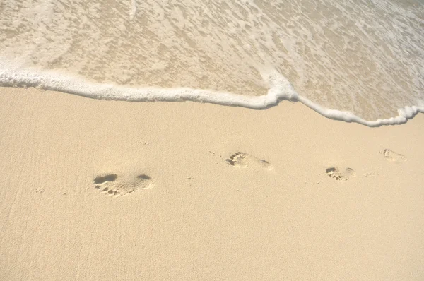 Stopy v písku na pláži — Stock fotografie