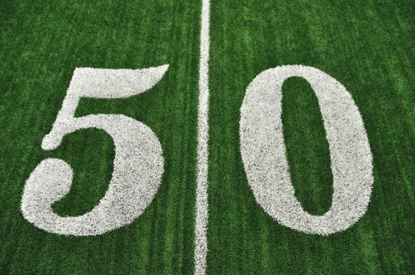 stock image View From Above of Fifty Yard Line on American Football Field
