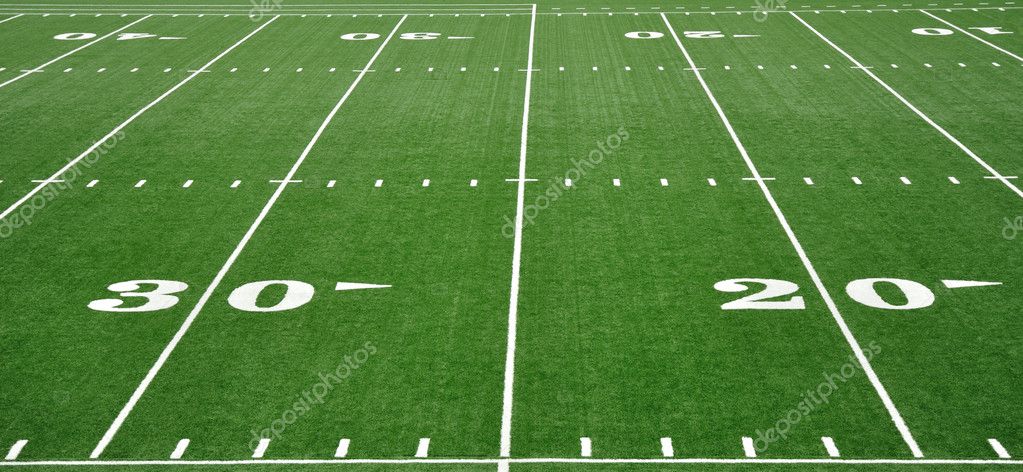 Twenty and Thirty Yard Line on American Football Field Stok