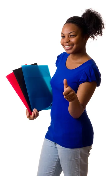 Happy woman with folders. — Stock Photo, Image
