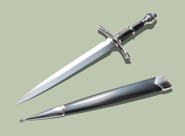 Dagger and scabbard clipart