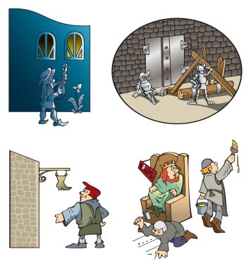 Funny scenes from Middle Ages clipart