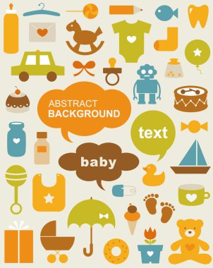 Set of beautiful baby icons clipart
