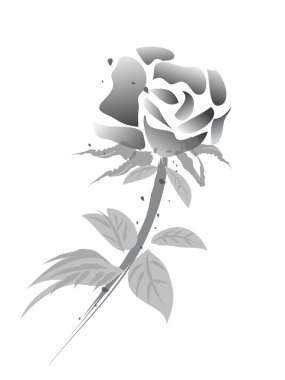 Rose flower -chinese painting-black & white version clipart