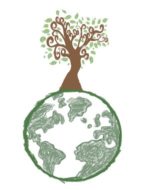 Doodle image of earth tree clipart